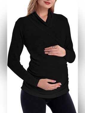 NET Women's Maternity / Pregnancy Sweater Lightweight Long SleeveBlack Medium